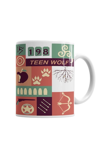 Teen Wolf Piktogram Kupa Bardak Porselen Karışık