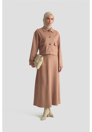 Armine Ceketli Süet Takım 25kd1703 Taba Taba