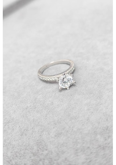 Büyük Swarovski Taşlı Gümüş Yüzük