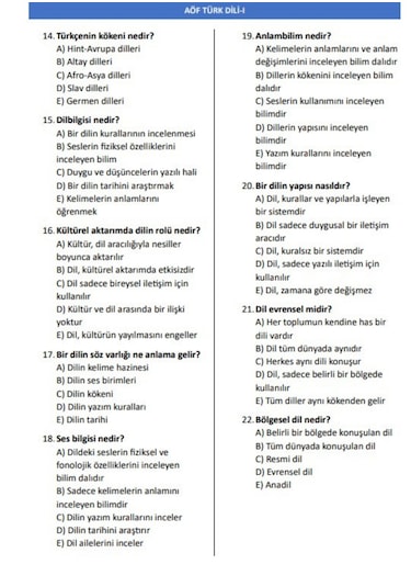 Aöf Türk Dili 1-2 Yardımcı Kitap