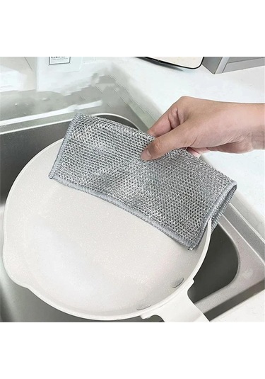 2 Adet Telli Bulaşık Bezi Ovma Teli Pratik Çizmez Bulaşık Süngeri Çok Amaçlı Temizlik Süngeri