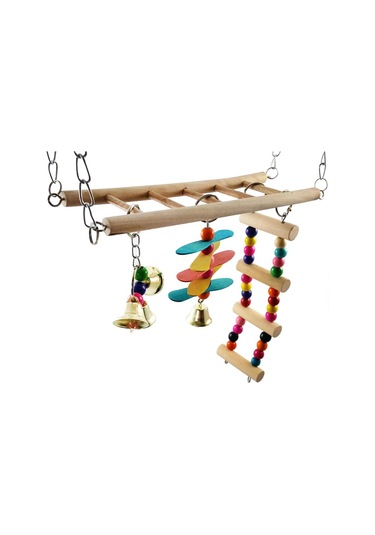 Yifomall Renkli Ahşap Kuş Tırmanma Merdiveni - Papağanlar Ve Kuşlar İçin Asılı Oyun Parkuru