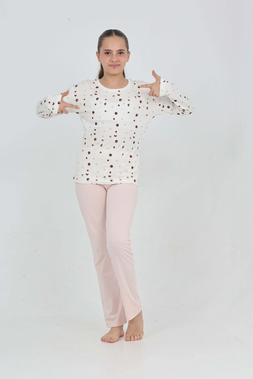 Toontoy Kız Çocuk Karma Baskılı Pijama Takım Pudra