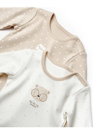 Bebek 2li Uzun Kollu Badi %100 Organik Pamuk, Bebek Ve Yenidoğan Serisi - Csy8102 Ekru