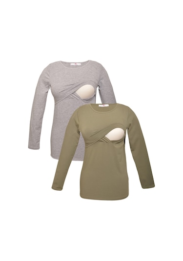 Luvmabelly Myrb2704 2707 Emzirme Tshirt Seti-çok Renkli