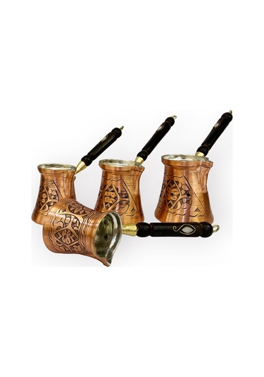 Paşa İşlemeli Skoçlu Bakır Cezve Takımı