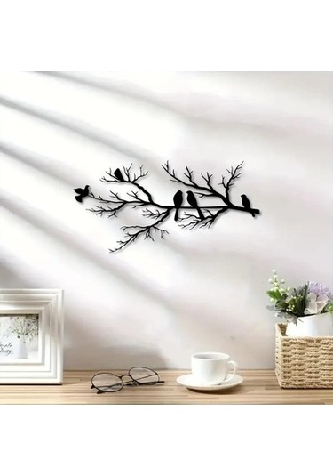 Lijinxu Metal Kuşlar Duvar Sanatı Daldaki Dekoru Yatak Odası 40cmx19.85cm