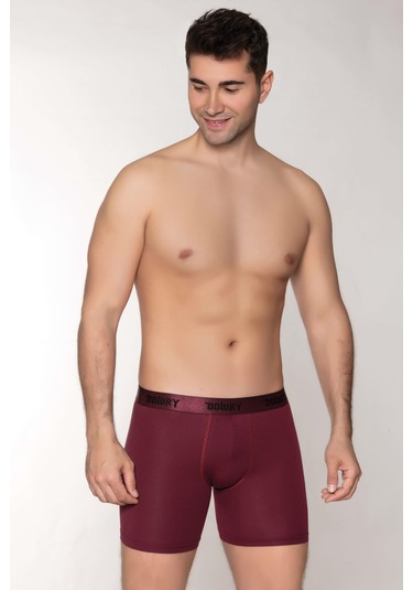 Dowry Erkek Modal Boxer Logo Lastikli Uzun Bordo Bordo
