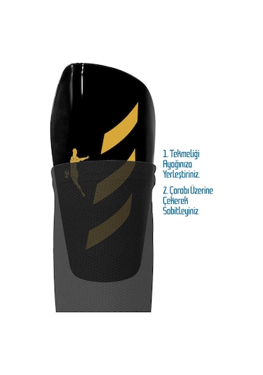 Pro Futbol Tekmeliği Çoraplı Çocuk Yetişkin Kaval Koruyucu Tekmelik Futbolcu Dizliği Siyah