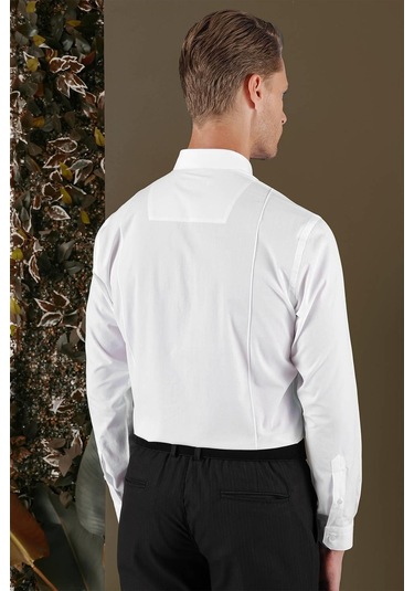 Gk 691 Slim Fit Beyaz Klasik Gömlek Beyaz