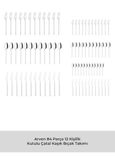 Emsan Arven 84 Parça 12 Kişilik Kutulu Çatal Kaşık Bıçak Takımı