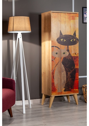 Bingo Cat / 8 Raflı Çok Amaçlı Mutfak Dolabı Banyo Dolabı Çok Ama