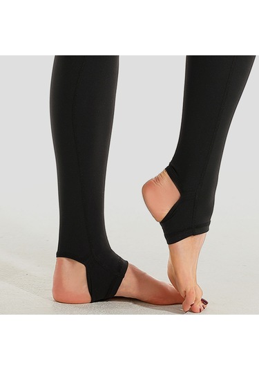 Kadınların Ayakkabı Askılı Taytları Hızlı Kuruyan Yüksek Bel Toparlayıcı Taytlar Uzun Yoga Pantolonları Spor Fitness Koşu İçin Siyah