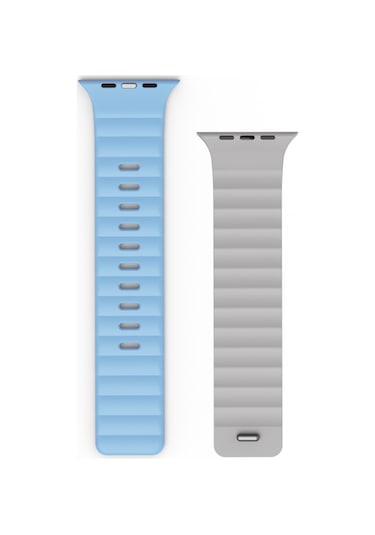 Watch 7 45mm Uyumlu Wiwu Mag Secur Serisi Silikon Kordon Beyaz - Mavi