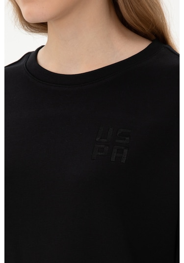 U.S. Polo Assn. Kadın Siyah Bisiklet Yaka Basic Sweatshırt 50313565-VR046