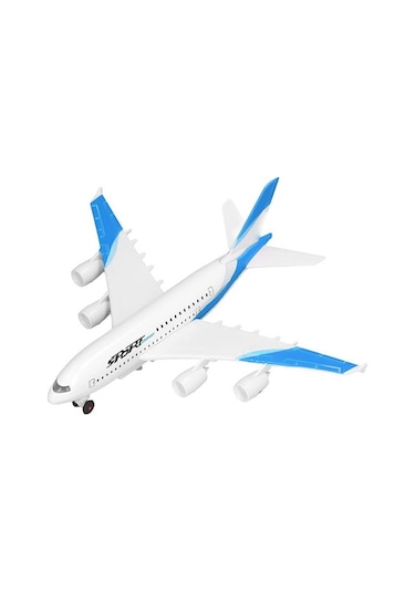 Ctoys Çek Bırak Metal Yolcu Uçağı Işıklı Sesli Mavi A3806a