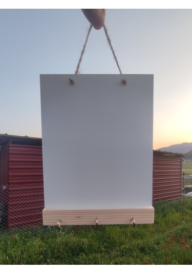 15x20 Cm Dikdörtgen Ahşap Hobi Boyama Beyaz Anahtarlık Panosu