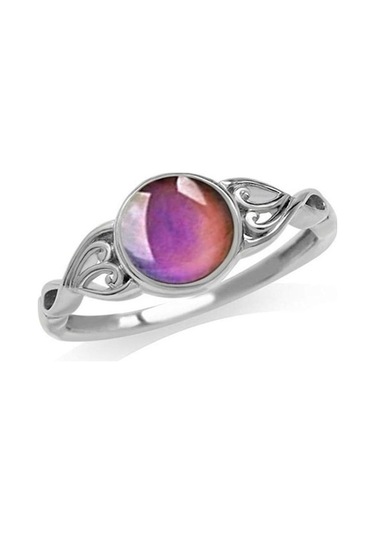 Fastbuy Sweet Wind Sensitive Temperature Color Changing Stone Wedding Ring Size 8 Silver Çok Renkli. Çok Renkli