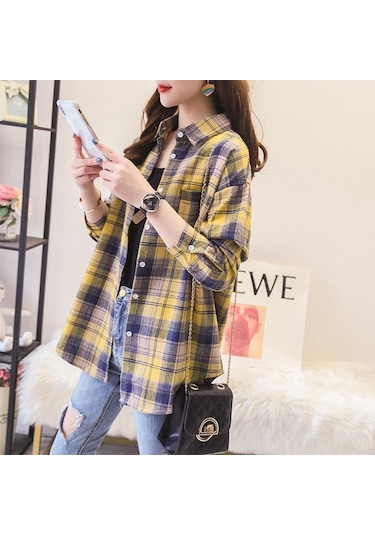 Beyaz Qooth Kadın Sonbahar Kış Fırçalanmış Ekose Bluz Retro Zarif Gevşek Uzun Kollu Gömlek Ceket Qt1910 Beyaz Beyaz Qooth Kadın Sonbahar Kış Fırçalanmış Ekose Bluz Retro Zarif Gevşek Uzun Kollu Gömlek Ceket Qt1910 Beyaz