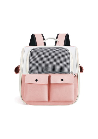 Relaxed Kedi Çantası Moda Nefes Alabilir Kare Sırt Çantası Katlanabilir Dışarı Kedi Kafesi Taşınabilir Evcil Hayvan-pembe