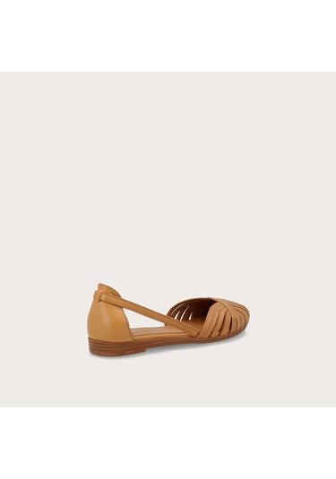 Caramello Sandalet Kadın 03m4 Frau Leather Caged Ballet Flats Wıth Thın Straps Turuncu