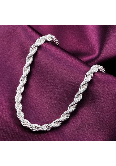 925ayar Gümüş 4 Mm Dalga Zinciri Bileklik