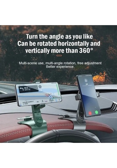 Wondernest 088 Park Telefonu İşaretli 360 Derece Dönen Araba Panel Telefon Tutucu Siyah Siyah