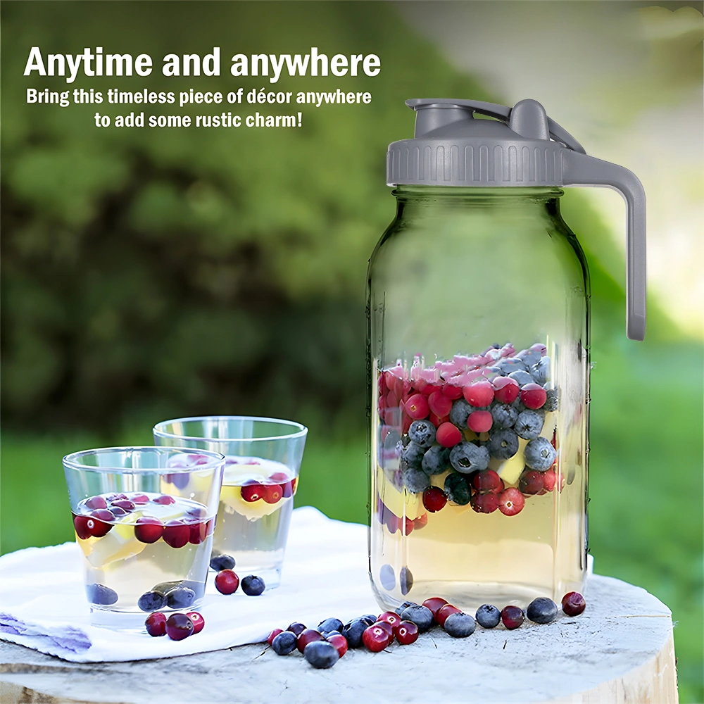 Geeksen 32oz Cam Mason Kavanozu, Eldivenli Kapağı Ve Izgara Filtre İle, Şeffaf Vücut, Ölçü Çizgileri, Soğuk İçecekler İçin Spor Ve Dışarıda Kullanım Gri