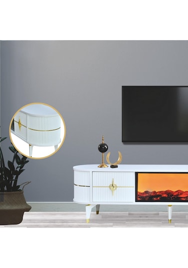 Maya Duvar Ünitesi - Beyaz Gold Beyaz - Gold