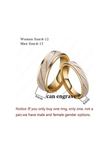 1 Adet Yeni Altın Renk Yüzük Paslanmaz Çelik Çift Yüzük Moda Toplu Çizgili Yüzük Takı Kadın Altın