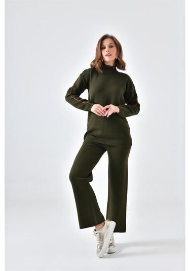 Ftz Women Kadın Çizgili İkili Takım Haki 20563-haki Haki