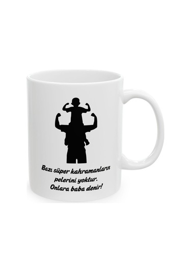 Babalar Günü - Doğum Günü Hediyesi - Hediye Porselen Kupa Bardak 11 Beyaz