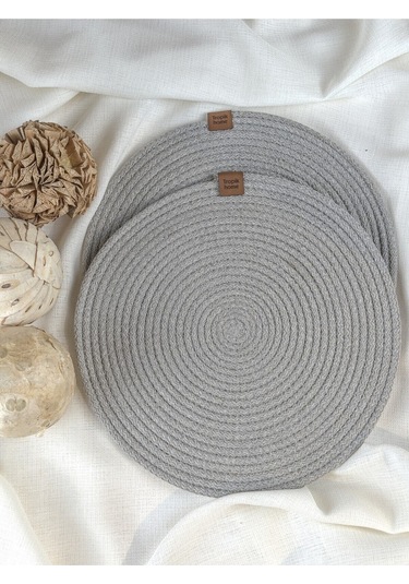 Gri Hasır Supla 2lı Amerikan Servis Şık Çeyiz Takımı Örgü Sunum Tabak Altlığı Gri