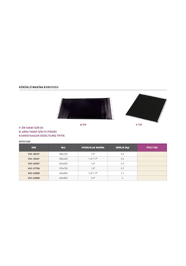 Fett Vgc-4585b Vertex B Tipi Körüklü Makina Koruyucu