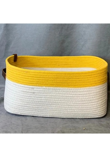 Uretti - Fatma 7987 - El Yapımı Doğal Ve Modern Dekoratif Dolap İçi Düzenleyici Sepet / Organizer Sarı
