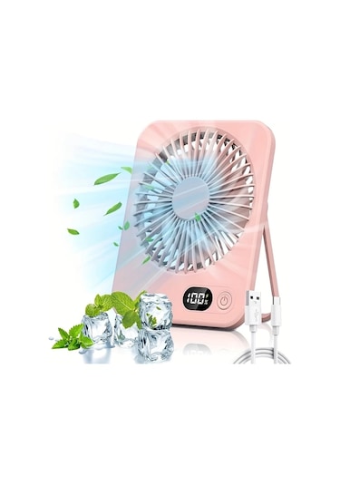 Boatshop1 1 Adet Mini Usb Masaüstü Fanı Pembe Renk Taşınabilir Kare Tasarım 5 Hız Ayarlı Sessiz Çalışma Ev Ofis Araç İçin