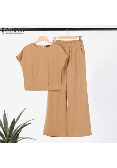 Zanzea Yaz Kıyafetleri Bayan Bluz Ve Pantolon Günlük İki Parçalı Takım Elbise Kraliyet Mavisi Zanzea Yaz Kıyafetleri Bayan Bluz Ve Pantolon Günlük İki Parçalı Takım Elbise Kraliyet Mavisi