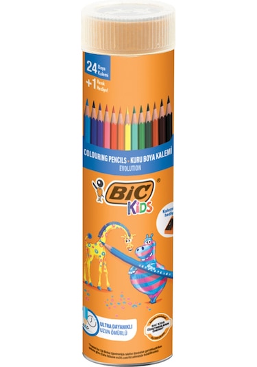 Bic Kids Evolution Metal Tüp Kuru Boya Kalemi 24 + 1'li