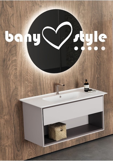 Turkuaz Dolap Uyumlu Etajerli Lavabo,blue 80 x 47 CM