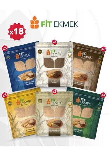 Fit 3lü Kepekli ,3lü Yulafli ,3lü Chia ,3lü Arpa ,3lü Çavdar Ve 3lü Keten Tohumlu Lavaş Ekmeği 300gr