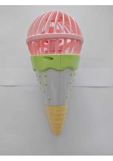 Mini El Fanı Şarjlı Dondurma Figürlü Taşınabilir Vantilatör Masa El Tipi Serinletici Soğutucu