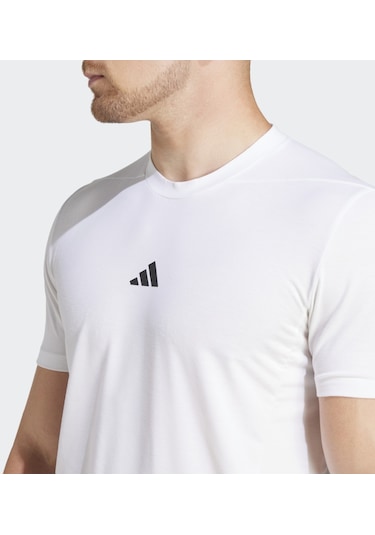 Adidas Designed For Training Erkek Beyaz Bisiklet Yaka Tişört IS3808 Beyaz