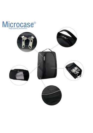 Microcase Çok Amaçlı Fileli Ayakkabı Düzenleyici Seyahat Çantası Hurç 34x23x14 Cm 3 Adet Al5503 Siyah
