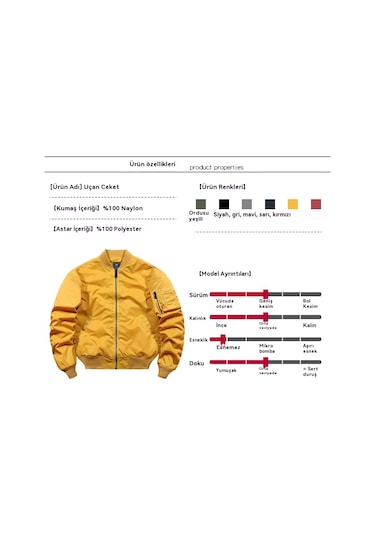 Pamuklu Dolgulu Erkek Bomber Ceket Sarı