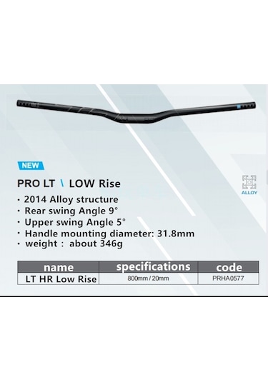 Pro Lt Low Rise Flat Alüminyum Gidon Siyah 800/20mm Prha0577 Siyah