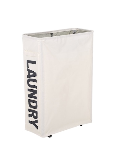 Cbtx Köşe İnce Katlanabilir Oxford Kumaş Çamaşır Sepeti Kutusu Örgü İpli Kirli Giysiler Bej Diğer