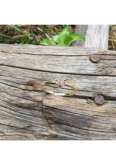 Love Kalp Şampanya Renkli Minimal Estetik 14 Ayar Altın Yüzük-Hed 552950132