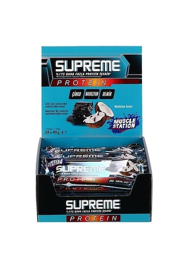 Muscle Station Supreme Protein Bar Dark Chocolate Coconut 40 G 24 Adet
