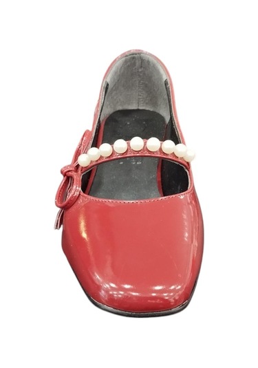 Ventes Yuvarlak Burun 3 Cm Kalın Topuk İnci Tokalı Kadın Topuklu Ayakkabı Bordo