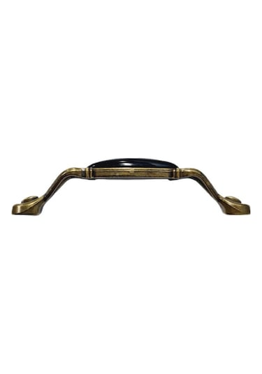 Miray 128 Mm Metal Antik Sarı Siyah Porselen Desenli / 5 Adet Antik